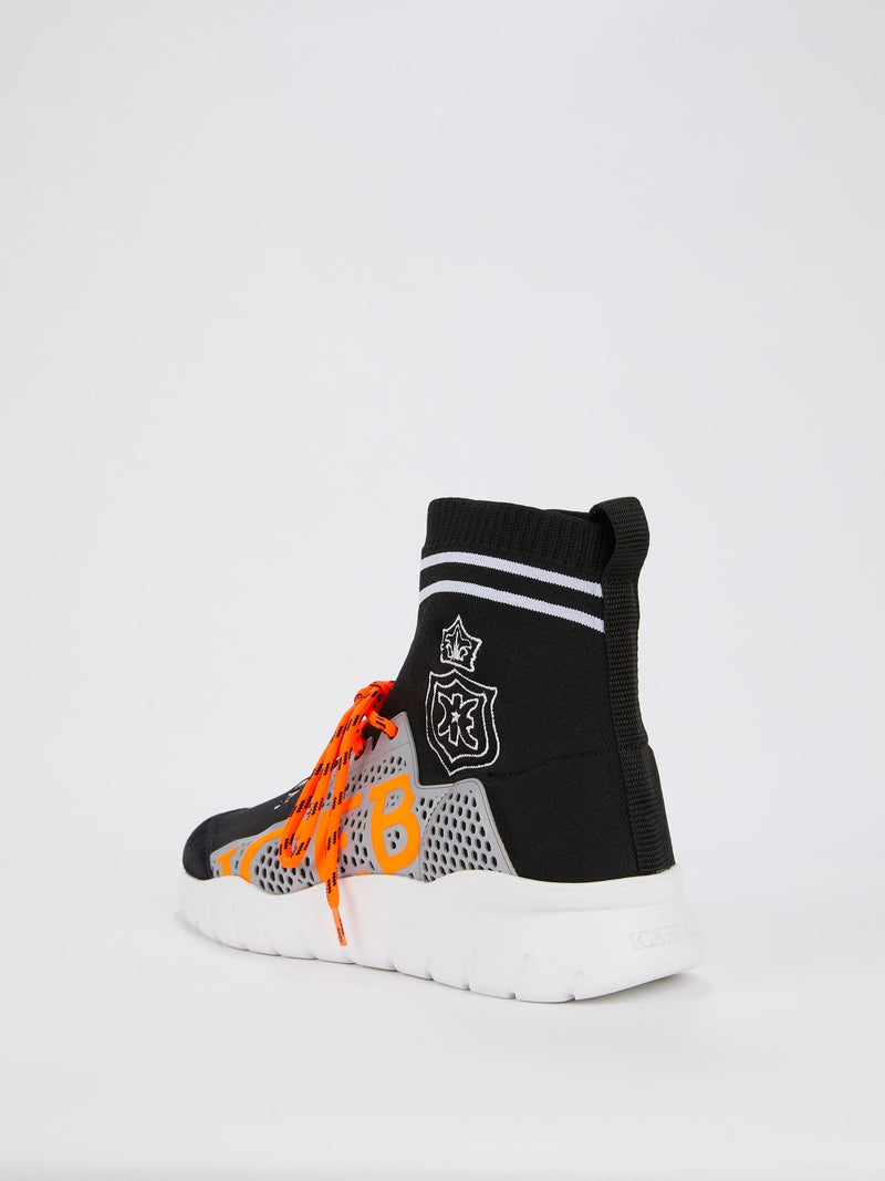 Черные кроссовки-носки на шнуровке