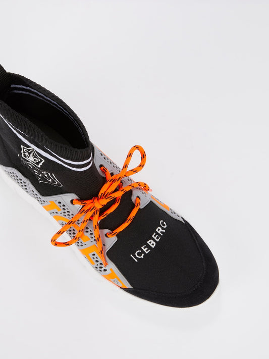 Черные кроссовки-носки на шнуровке