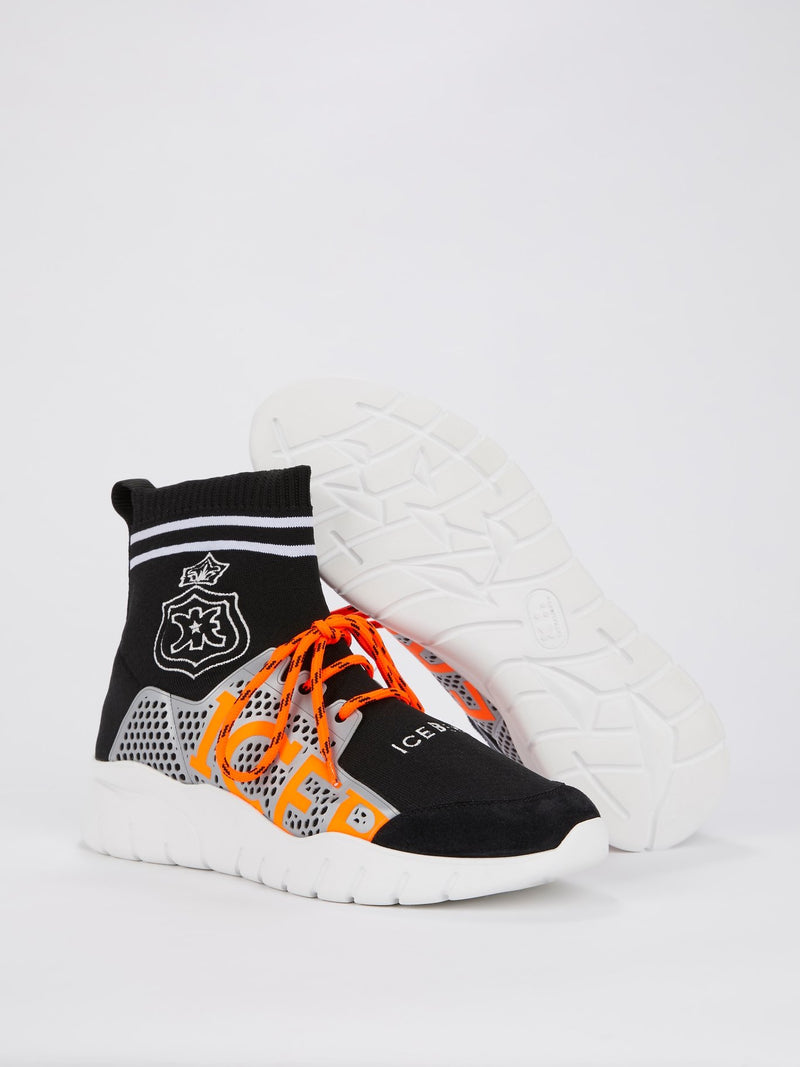 Черные кроссовки-носки на шнуровке