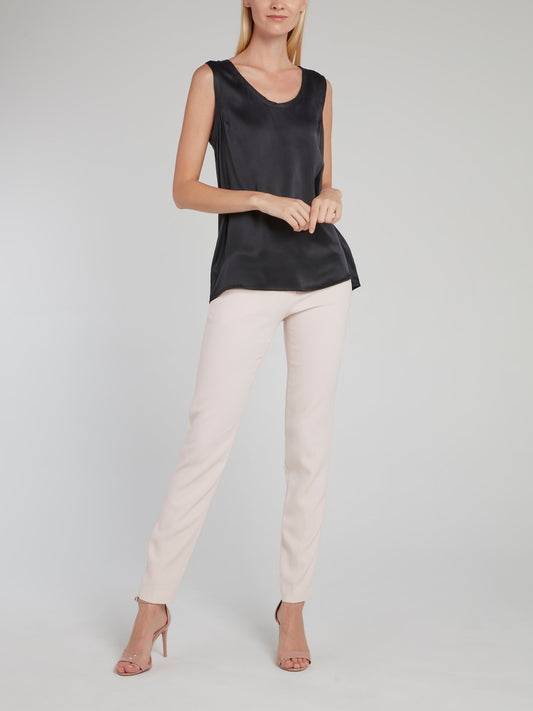 Черная Шелковая майка