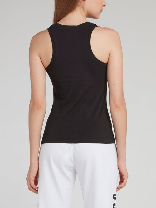 Черная майка с графическим принтом