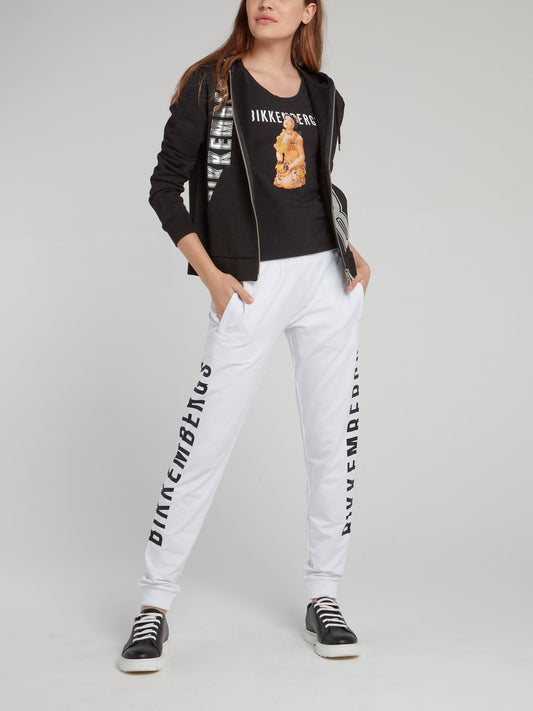 Черная толстовка с капюшоном с блестящими надписями