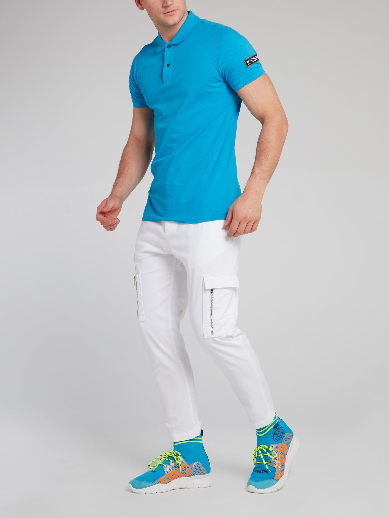 Голубая рубашка поло с логотипом