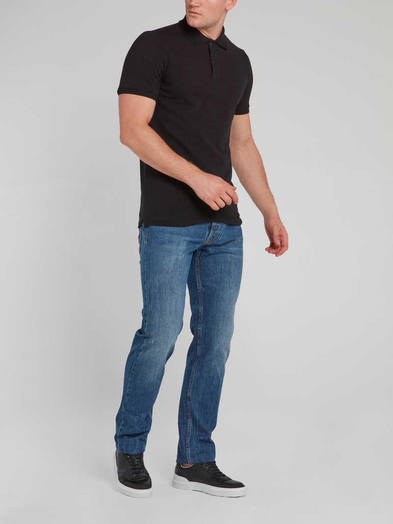 Черная рубашка поло с логотипом