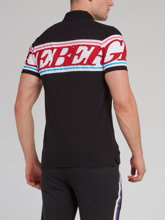 Черная рубашка поло с логотипом на спине