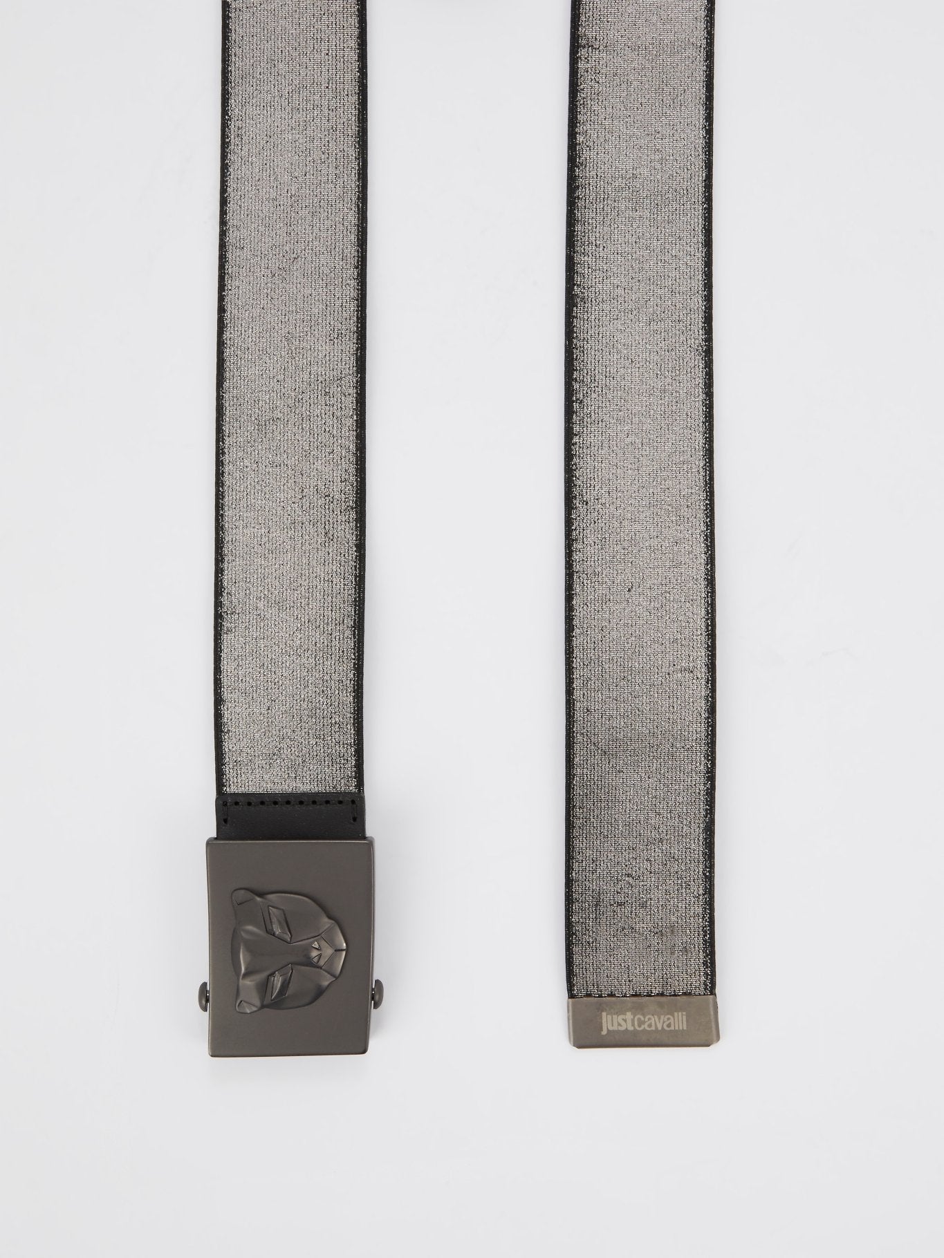 Ремень с металлическим эффектом и пряжкой в виде тигра