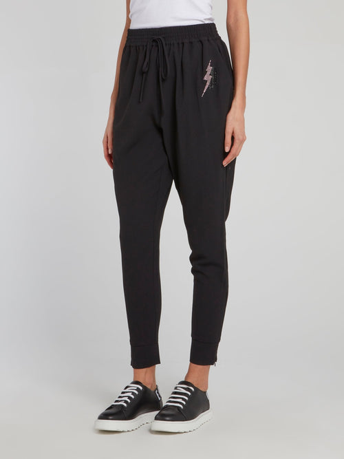 Черные брюки-алладины со стразами Jane