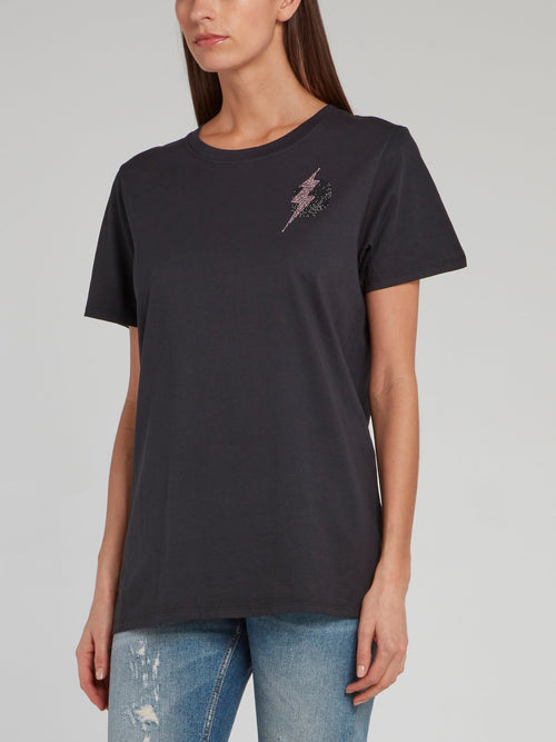 Черная футболка со стразами Giselle