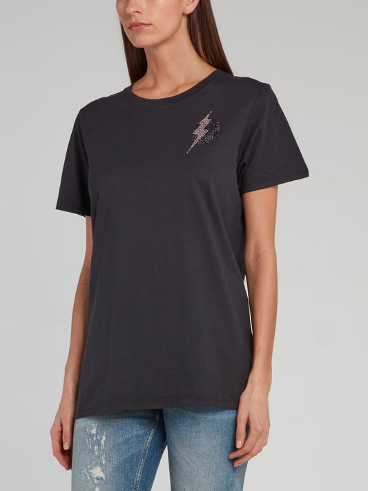 Черная футболка со стразами Giselle