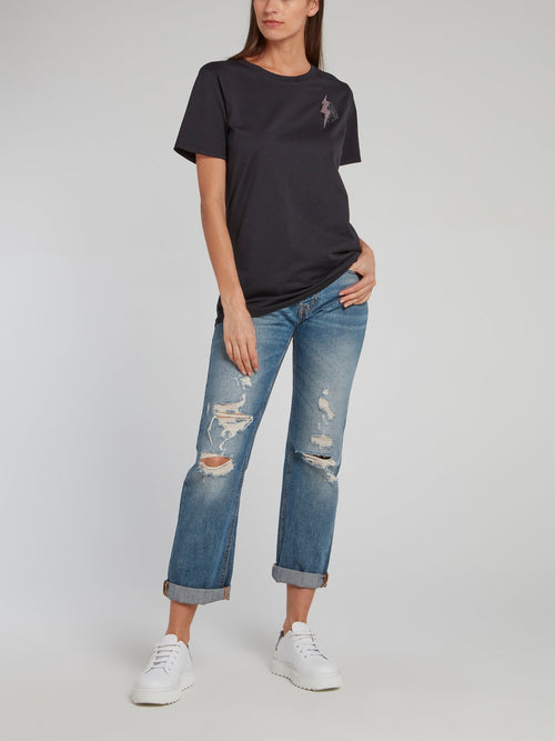 Черная футболка со стразами Giselle