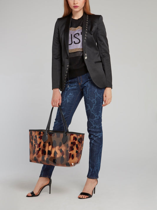 Черный пиджак с люверсами по краю