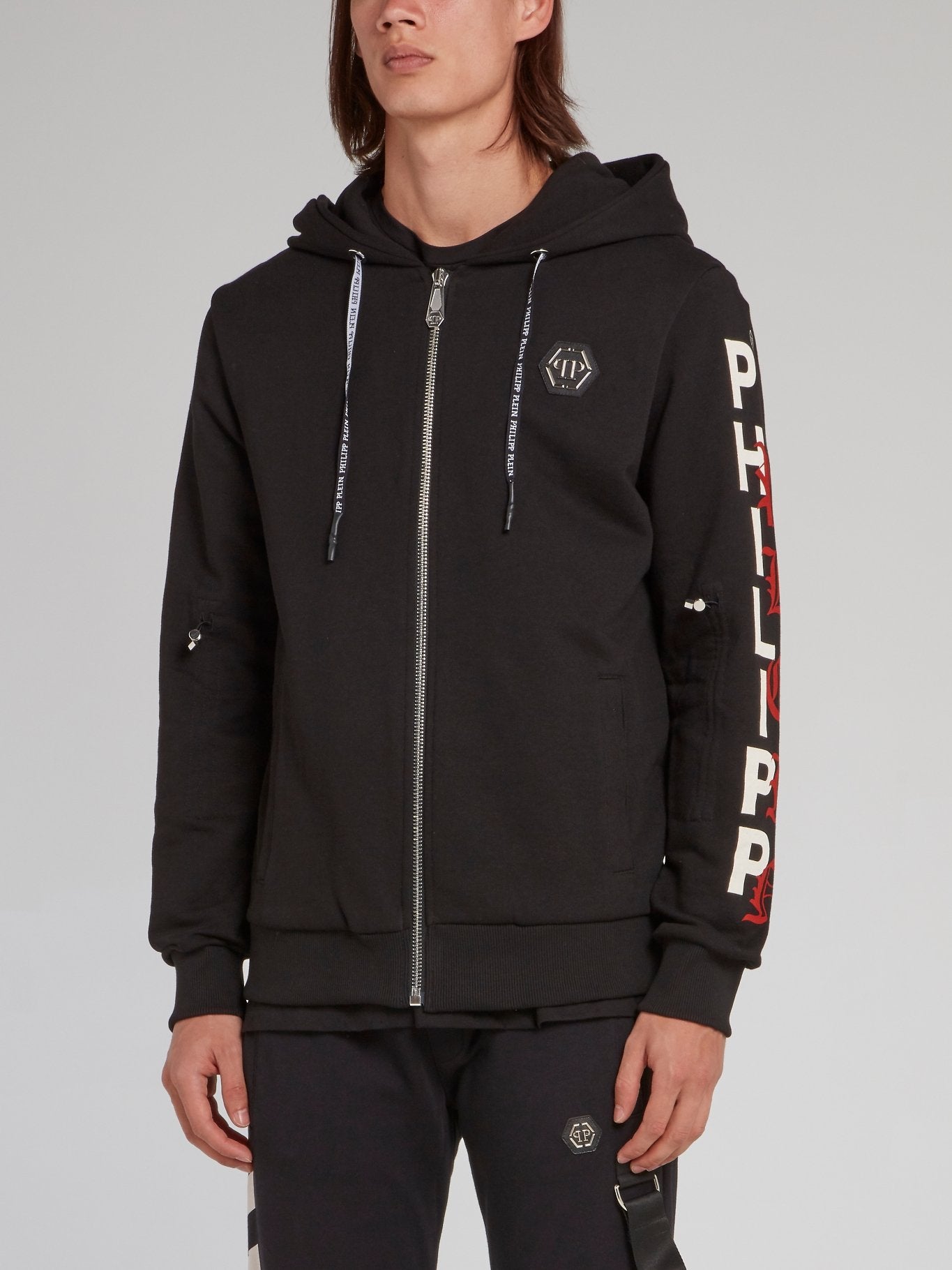 Черная толстовка с принтом Dollar Skull на спине