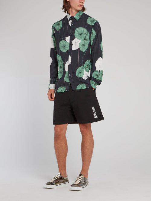 Рубашка в тонкую полоску с длинными рукавами и цветочным принтом