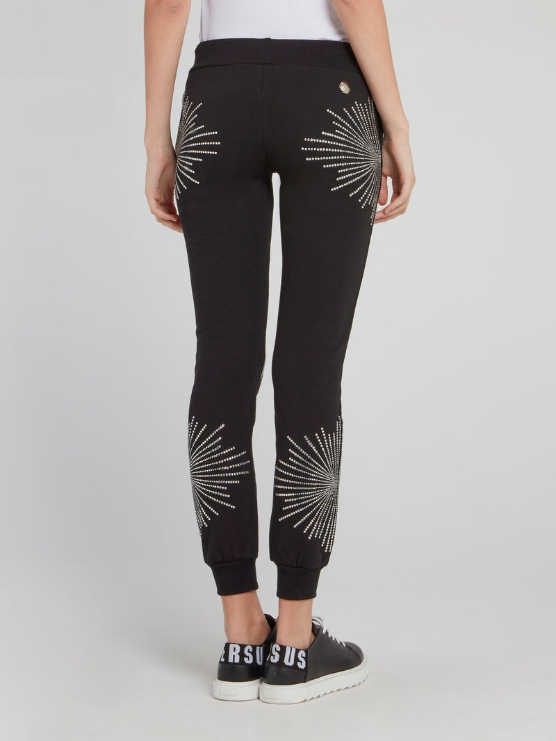 Черные спортивные брюки со стразами