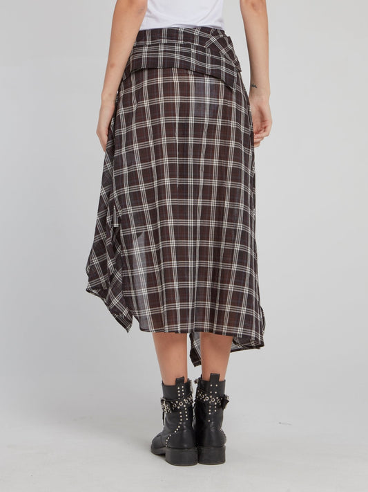 Длинная юбка-рубашка в клетку