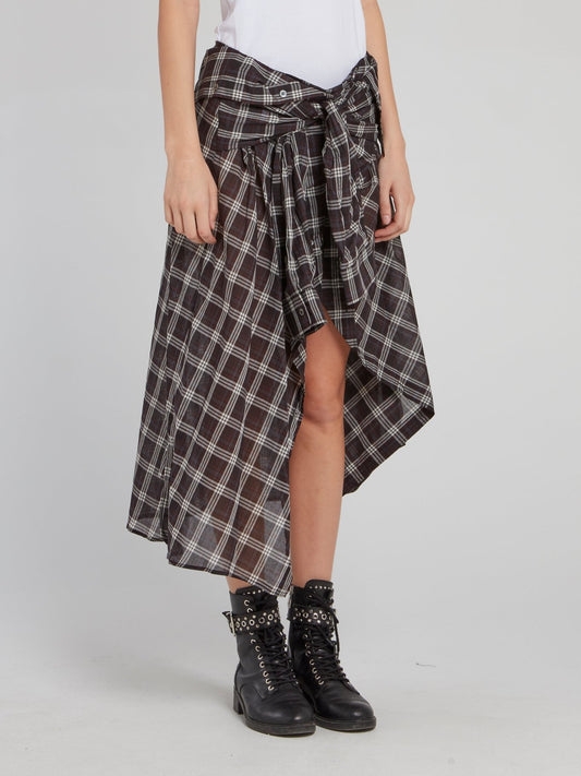 Длинная юбка-рубашка в клетку