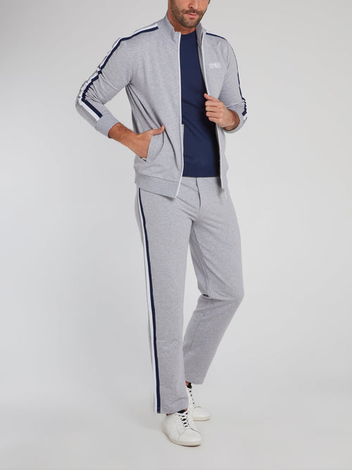 Серая толстовка с полоской на рукавах и логотипом Sport