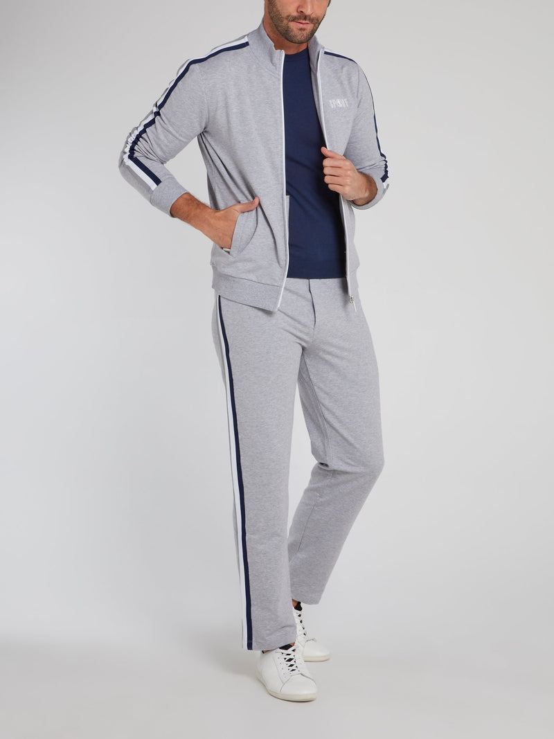 Темно-синяя трикотажная футболка с логотипом на манжетах