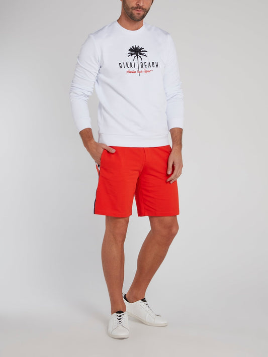 Оранжевые хлопковые шорты с лампасами