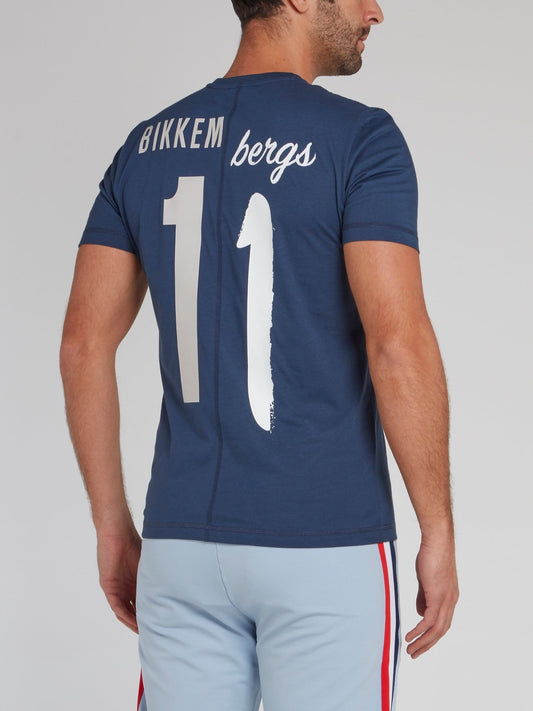 Темно-синяя футболка из джерси с логотипом на спине