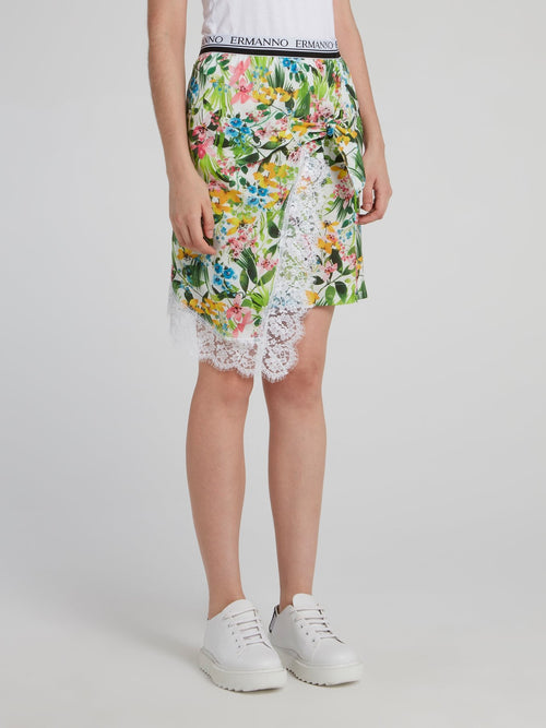 Logo Waistband Asymmetric Skirt