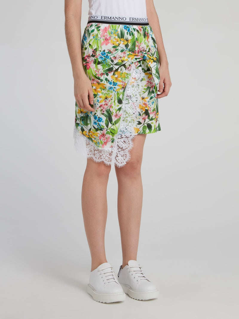 Logo Waistband Asymmetric Skirt