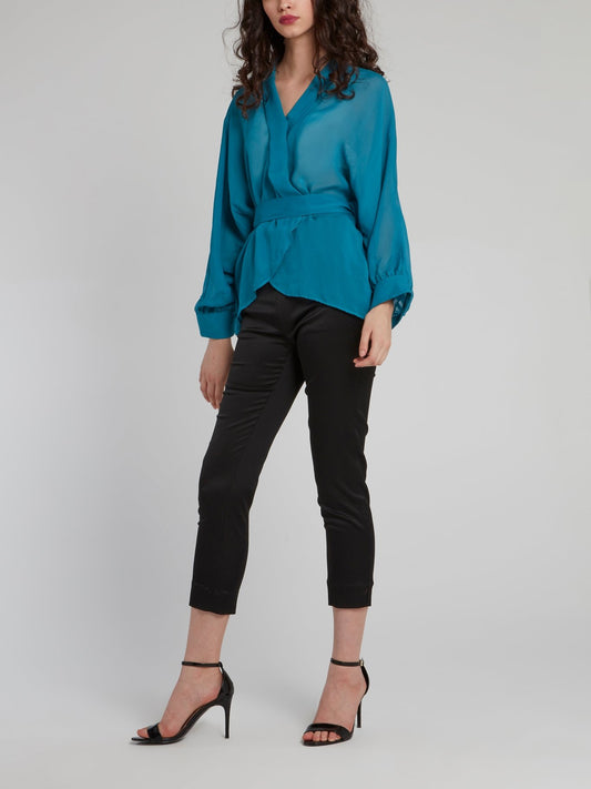 Blue Rear Tie Wrap Top