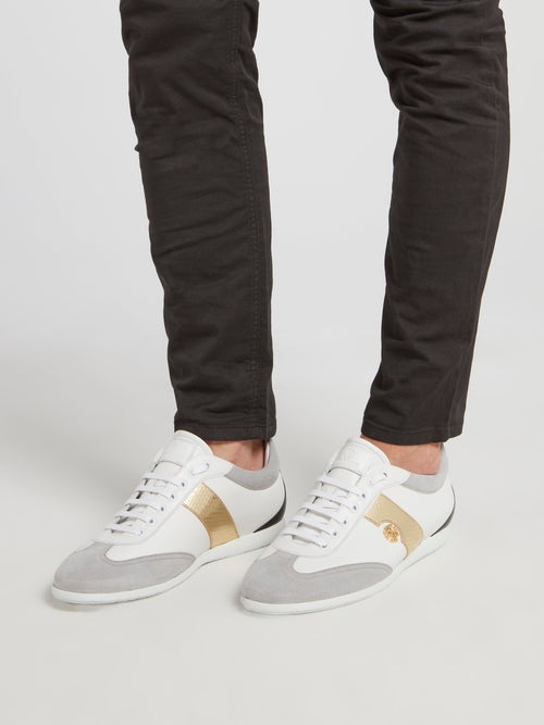 Кроссовки в стиле колор-блок со вставкой с эффектом змеиной кожи