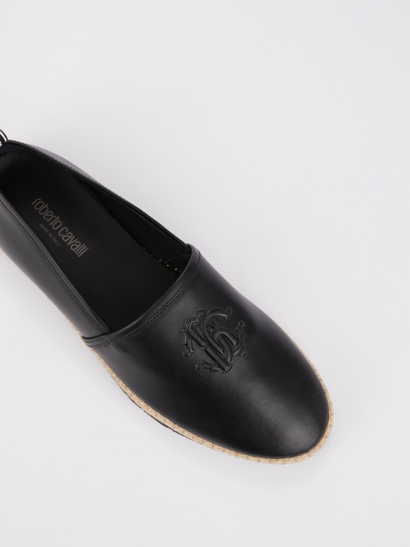 Черные кожаные эспадрильи с логотипом