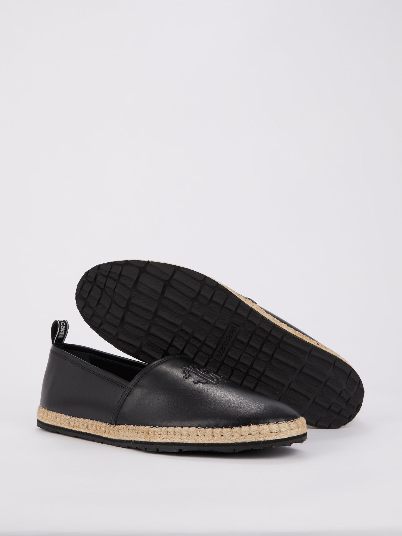 Черные кожаные эспадрильи с логотипом