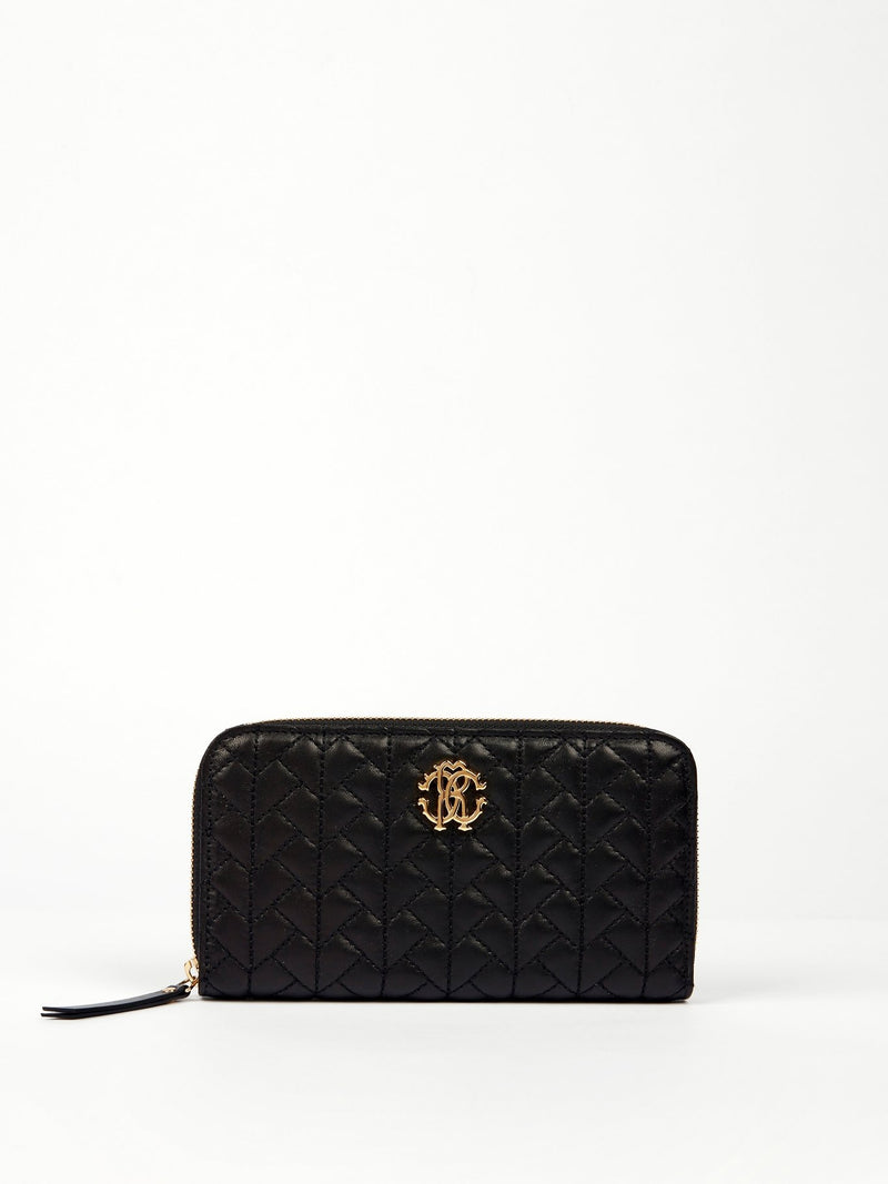 Черный кошелек на молнии из кожи наппа