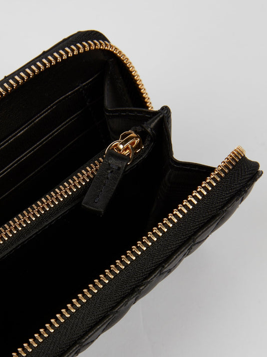 Черный стеганый кошелек из кожи наппа