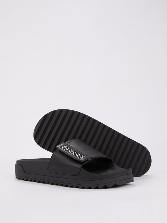 Черные шлепанцы с регулируемым ремешком Ciabattina