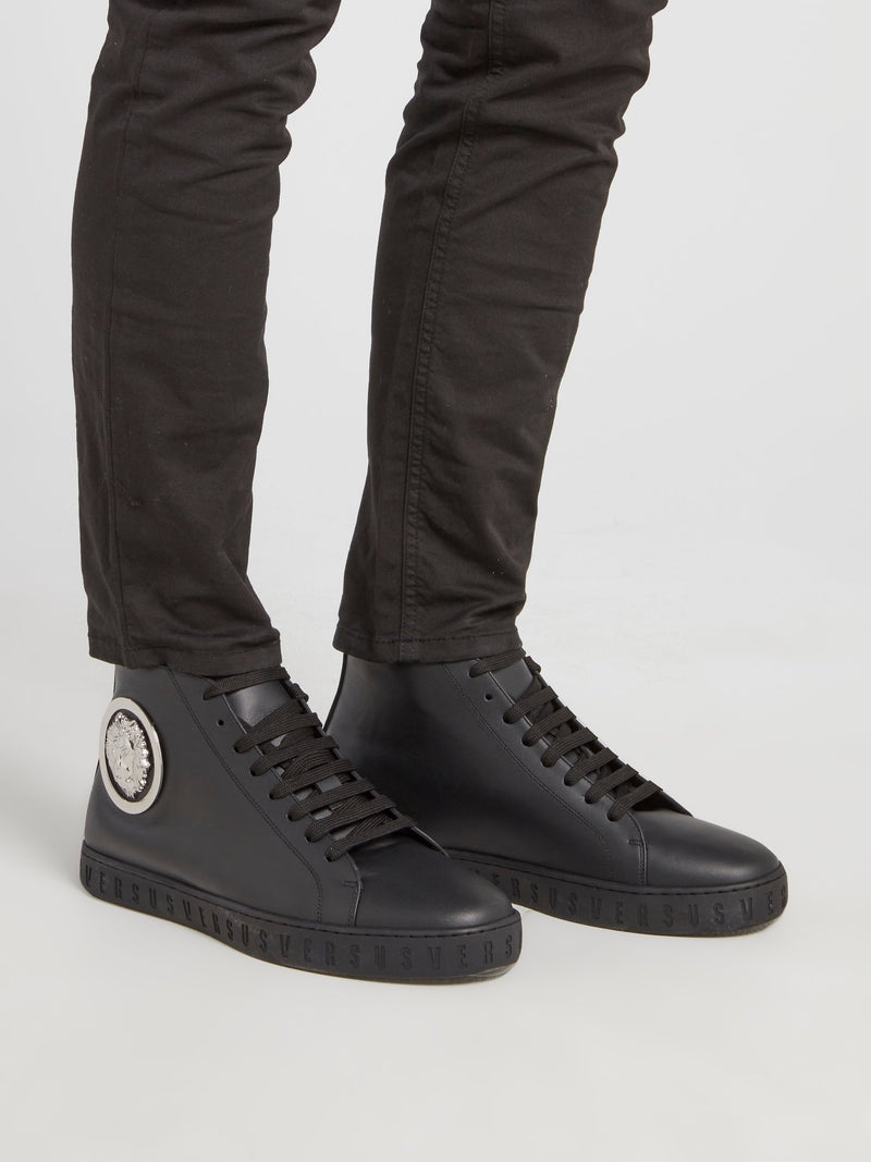 Черные высокие кроссовки с декором