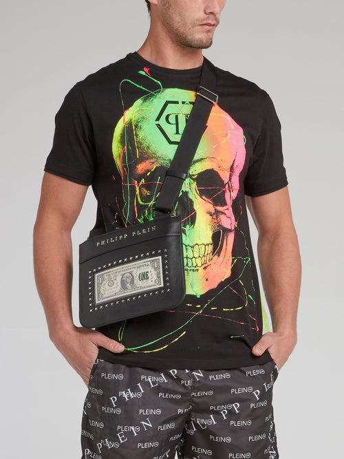 Черная сумка через плечо с долларом