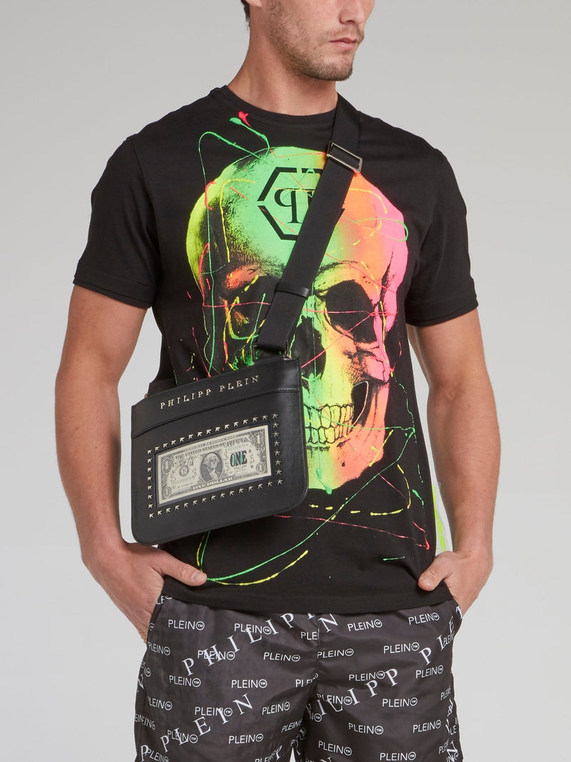 Черная сумка через плечо с долларом