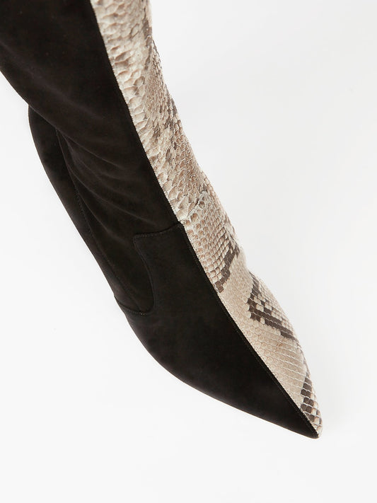 Ботфорты с эффектом змеиной кожи