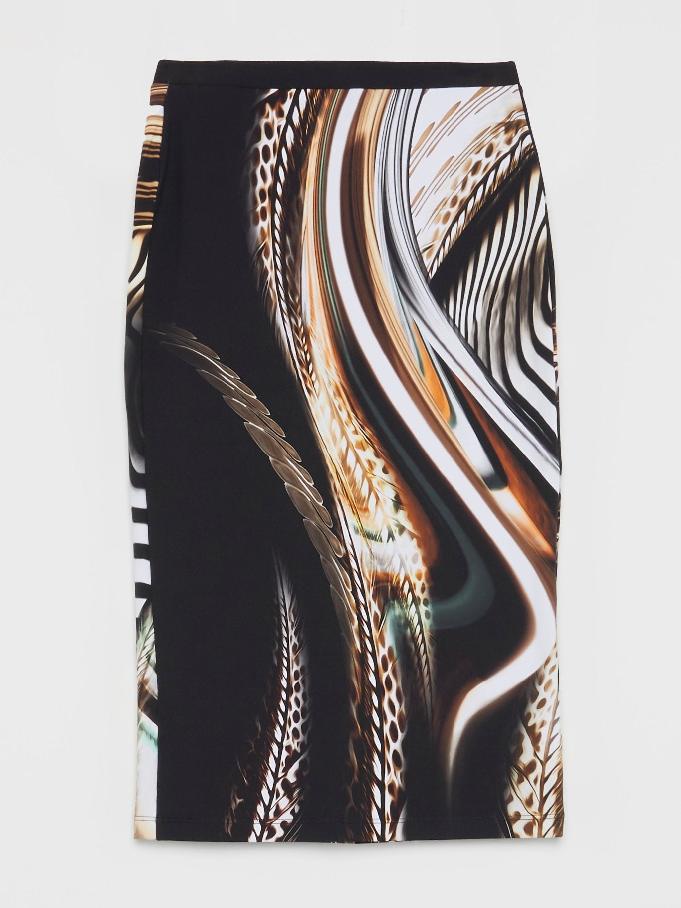 Черная юбка-мини с принтом в виде перо