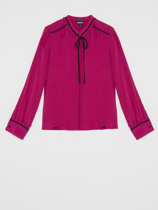 Pink Frill Neck Blouse