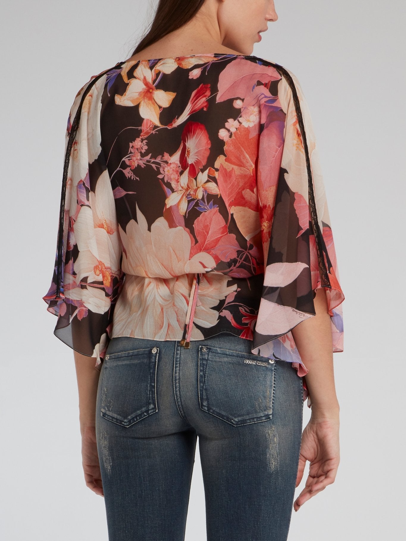 Короткая туника с цветочным принтом и присборенной талией