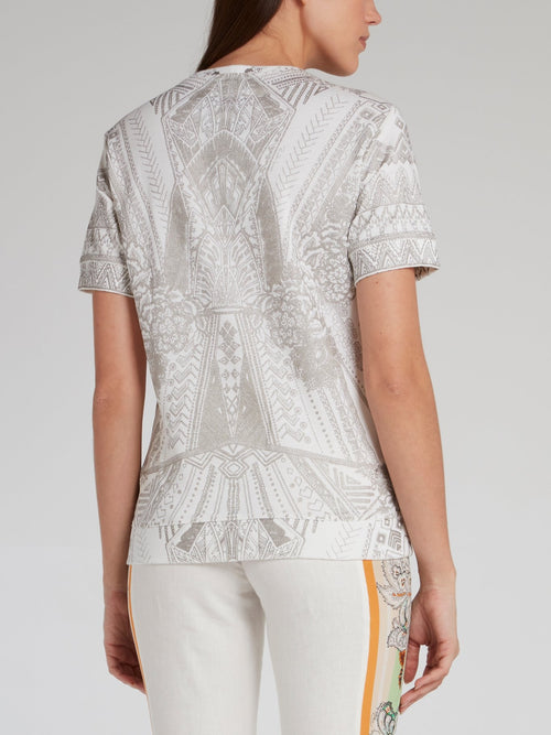 Серая футболка с жаккардовым принтом