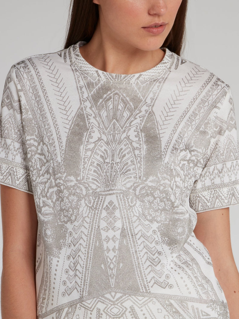 Серая футболка с жаккардовым принтом