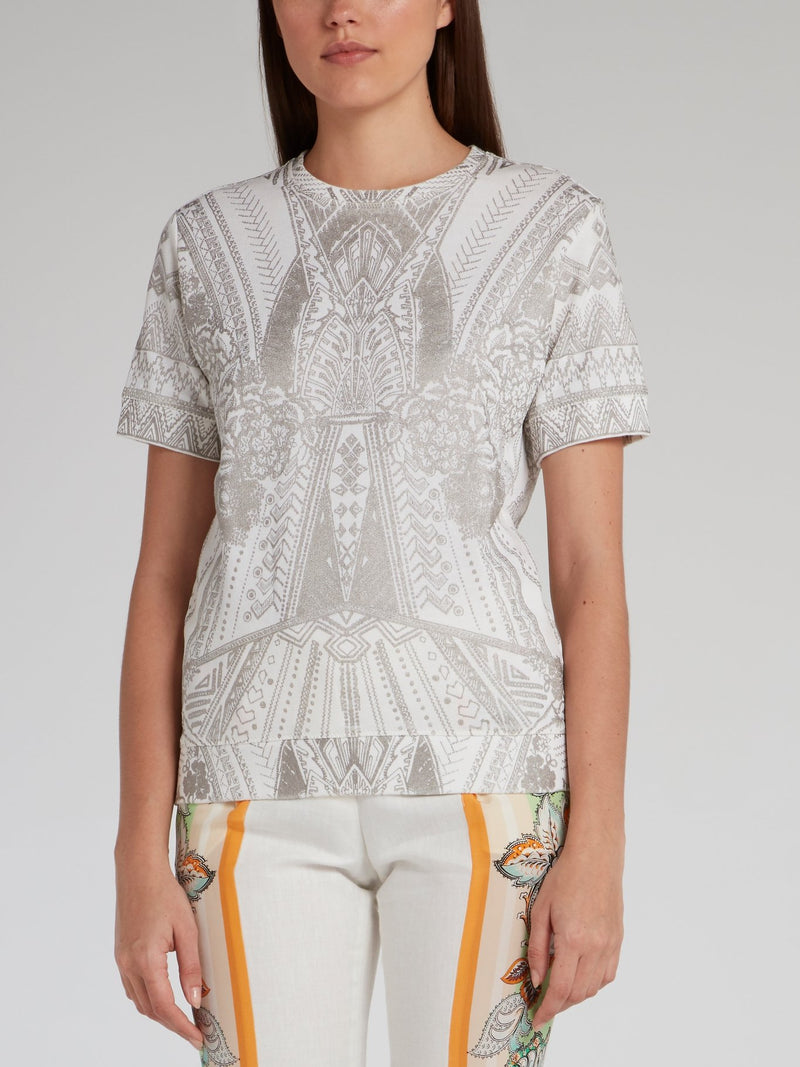 Серая футболка с жаккардовым принтом