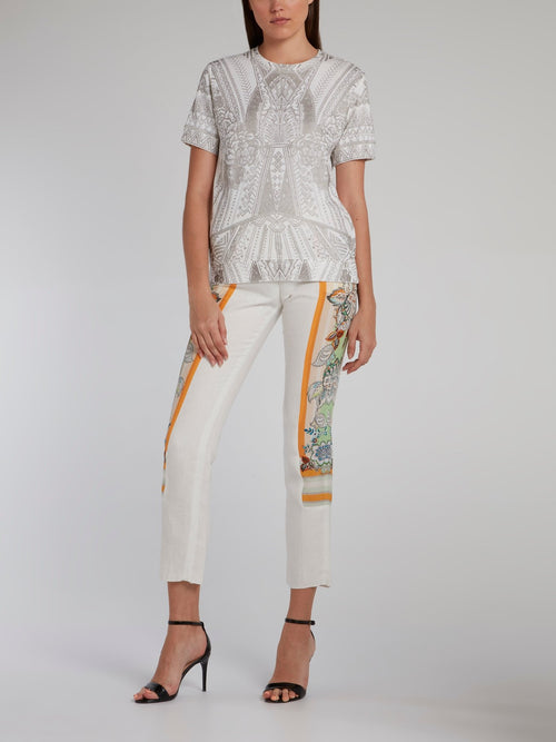 Серая футболка с жаккардовым принтом