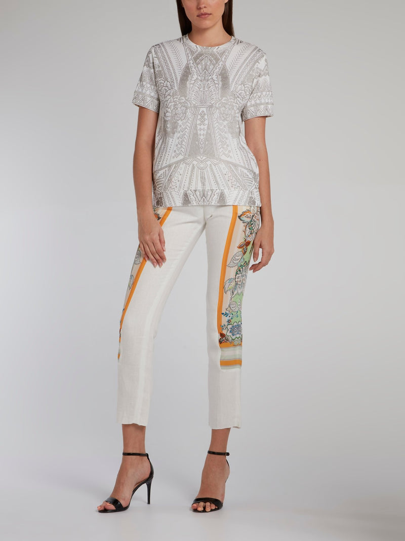 Серая футболка с жаккардовым принтом