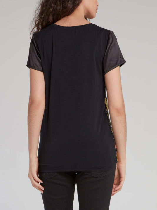 Футболка с круглым вырезом с цветочным принтом в стиле барокко