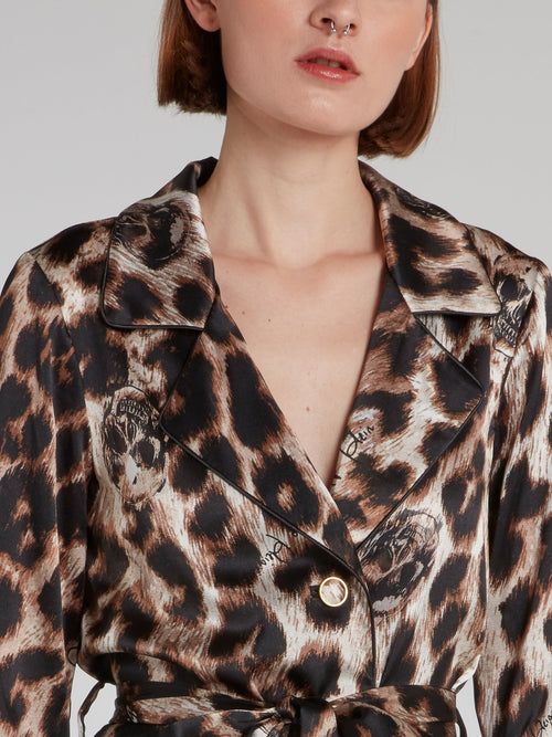 Шелковый костюм с леопардовым принтом