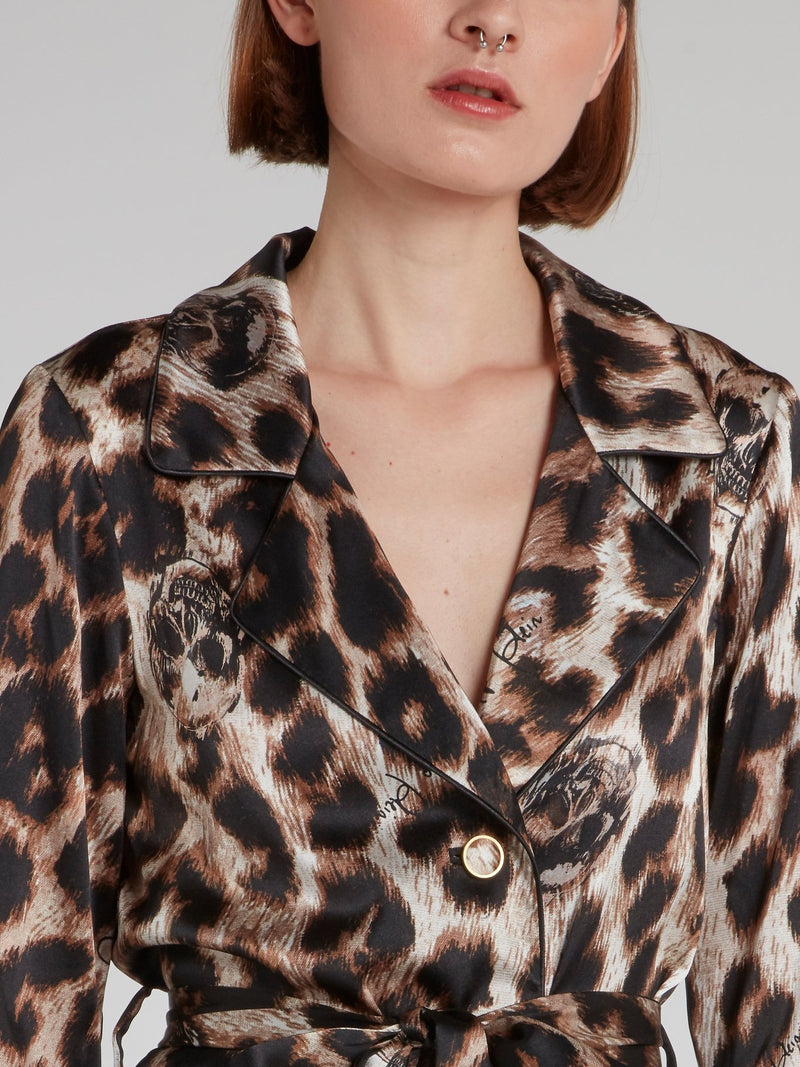 Шелковый костюм с леопардовым принтом