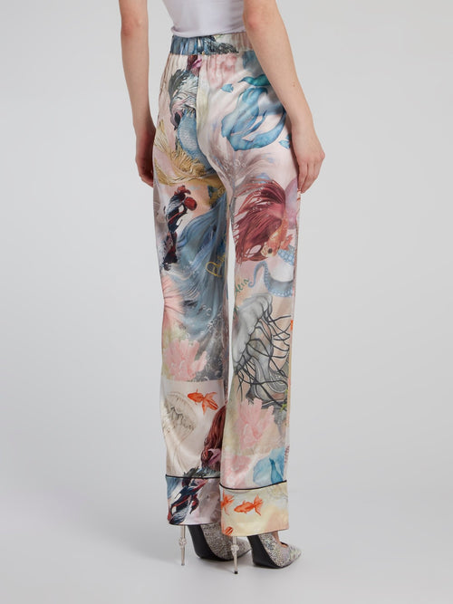 Шелковый костюм с морским принтом