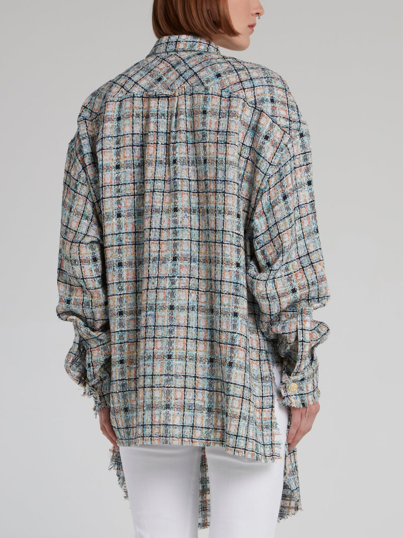 Check Tweed Oversized Shirt